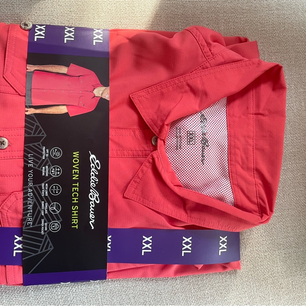 Eddie Bauer Coral Woven Tech Shirt